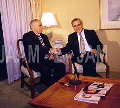 From left to right:  Manouchehr Bibiyan; Moshe Katsav (former President of Israel)